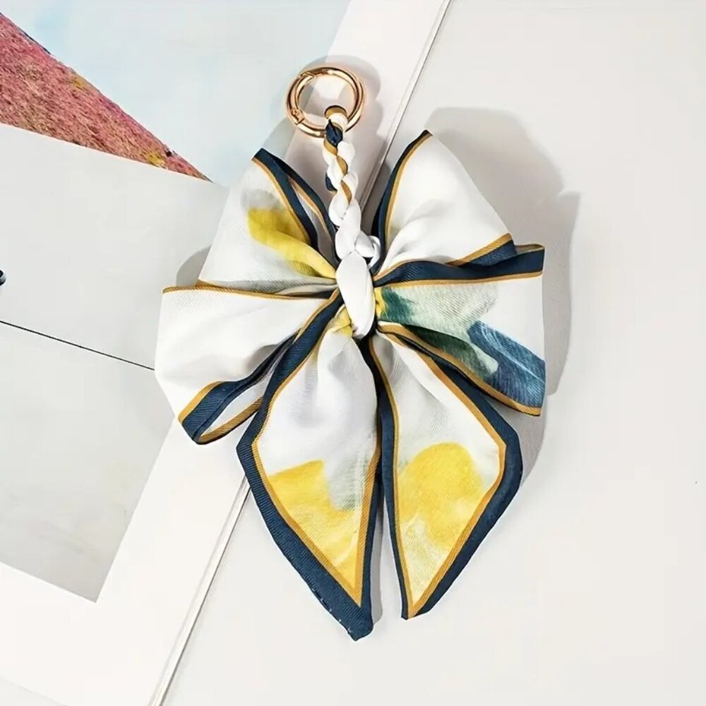 Butterfly Twilly Style Floral Scarf Bag Accessory Bow Handbag Or Keychain Charm
